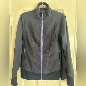 Title Nine Large Jacket Thumbholes Gray Blue Windbreaker Lightweight size L